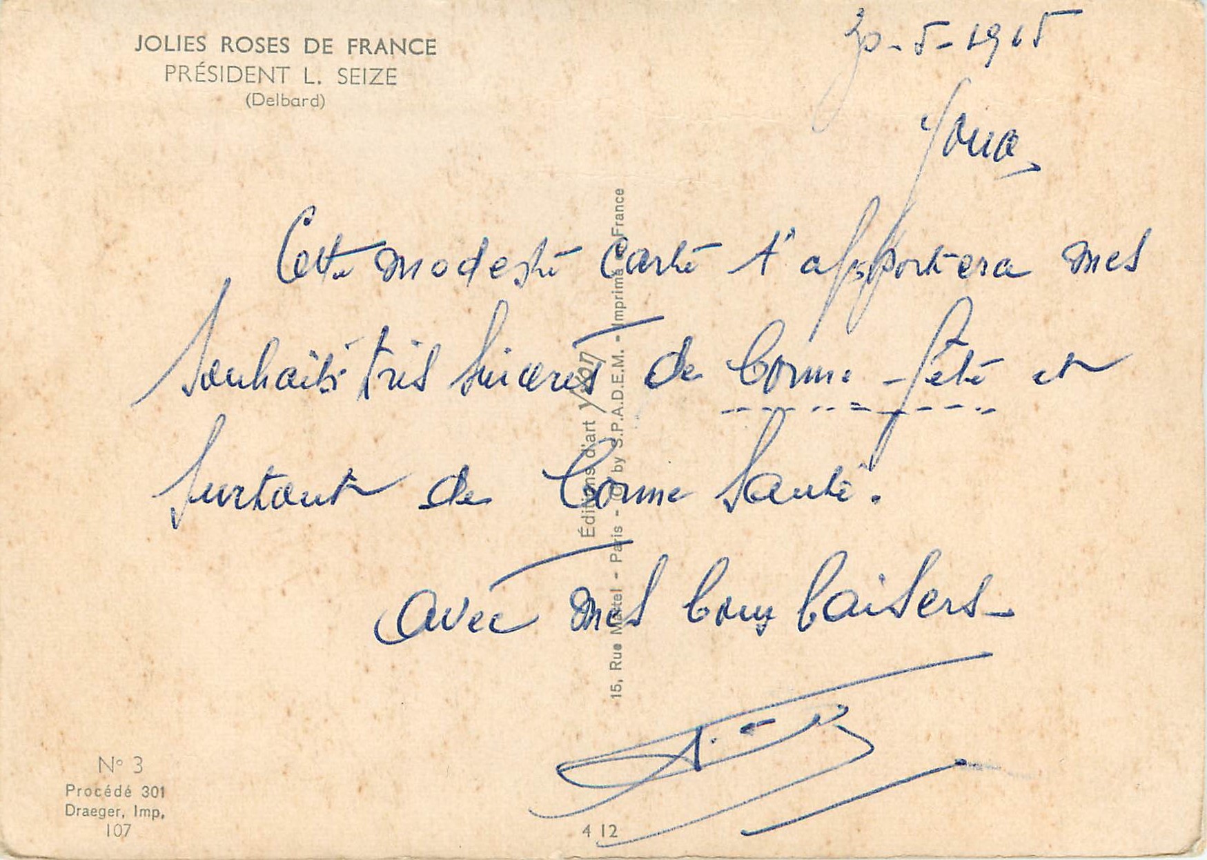 CPM Jolies roses de france president l seize — Back