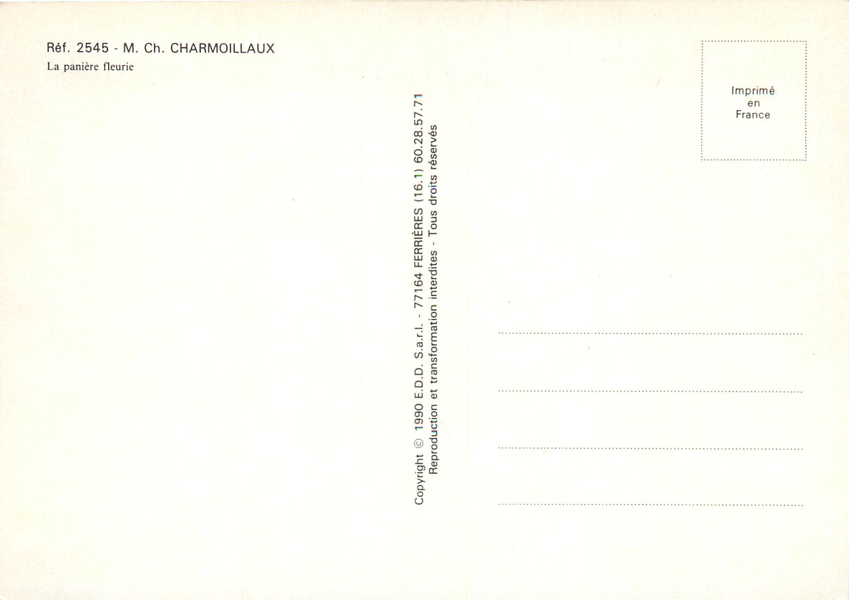 CPM M CH Charmoillaux le paniere fleurie — Verso