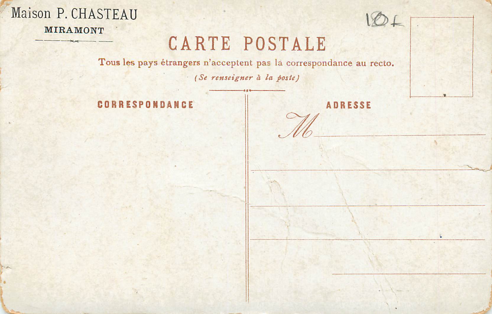 CPM Maison p chasteau miramont — Rückseite