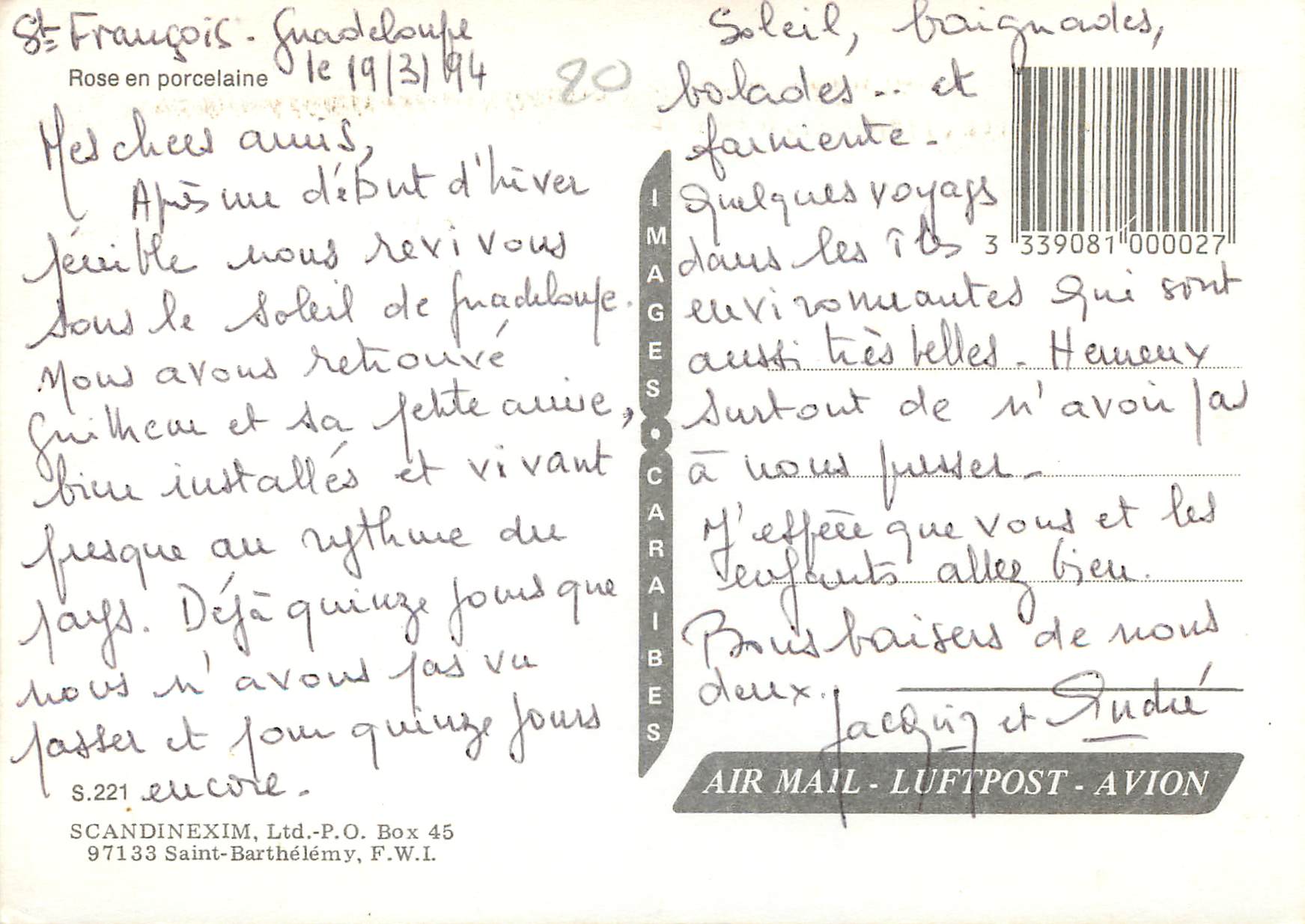 CPM Rose de porcelaine — Verso