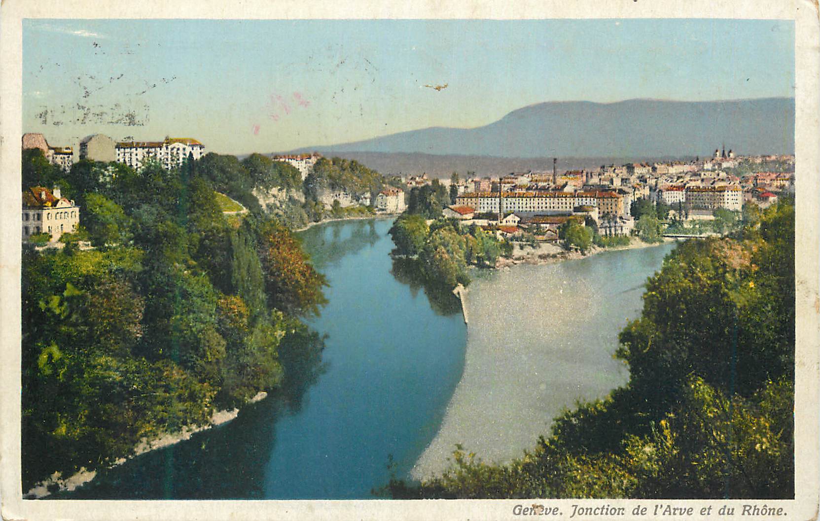 CPA Geneve jonction de l'arve et du rhome
