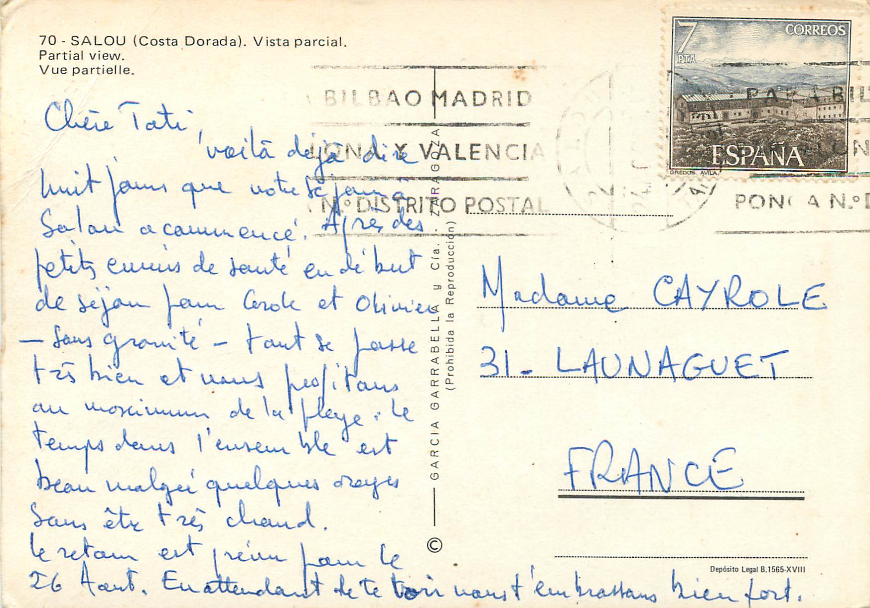Salou (Costa Dorada) — vue partielle — Garcia Garrabell y Cía. — Reverso