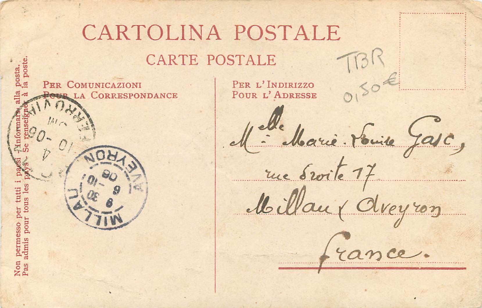 CPA Roma la lapa del campidoglio — Rückseite