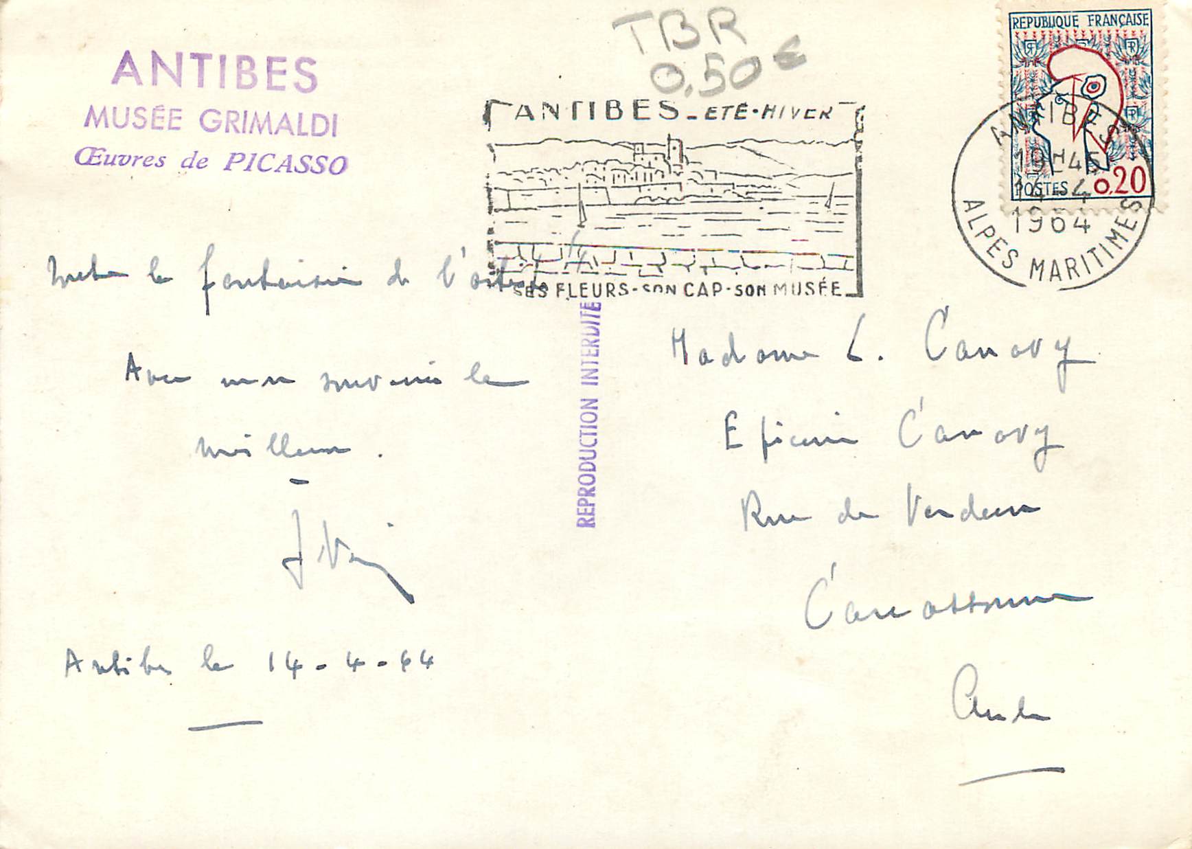 CPM Antibes musee grimaldi oeuvres de picasso  — Rückseite
