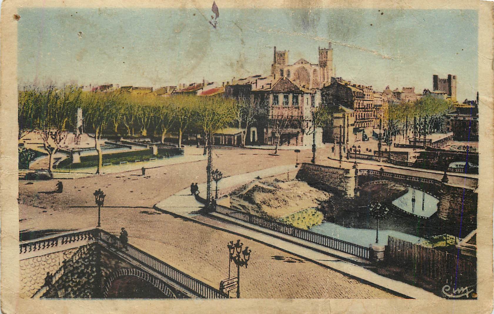 Narbonne (Aude) — Entrée de la Ville — Les Trois Ponts — Éditeur Comblier