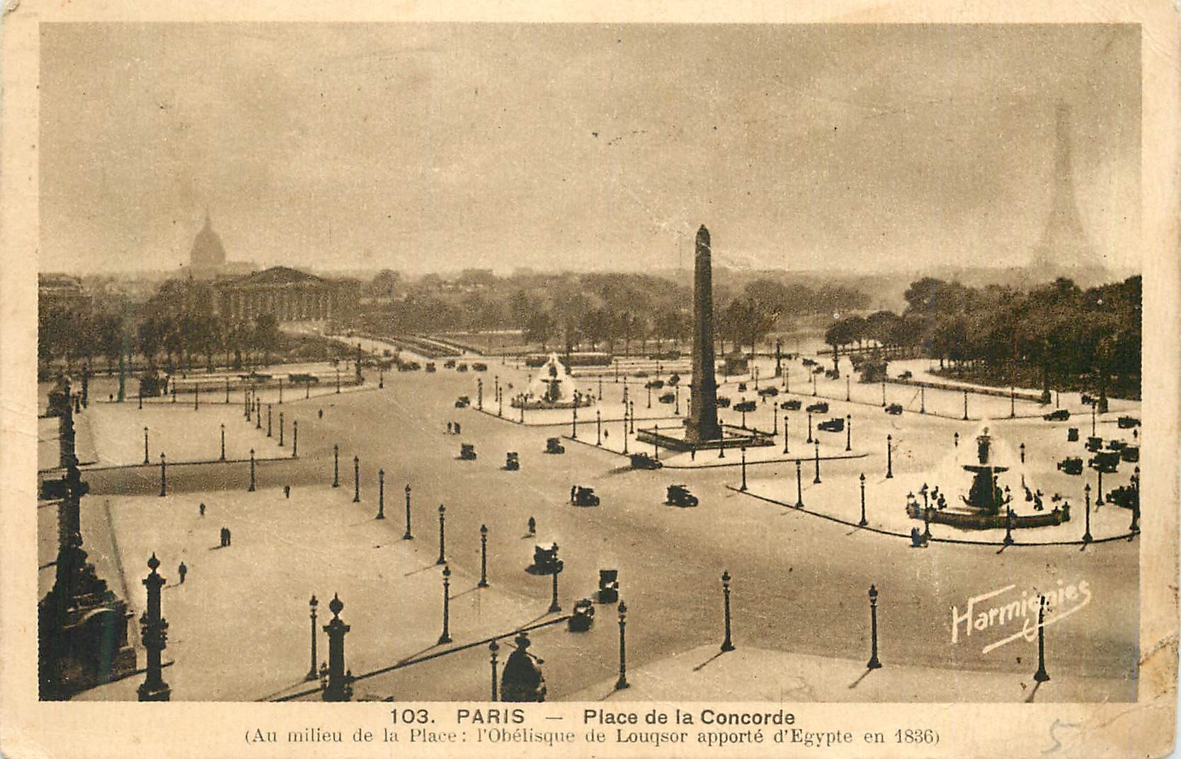 PARIS — Place de la Concorde — Obélisque de Louxor apporté d'Égypte en 1836