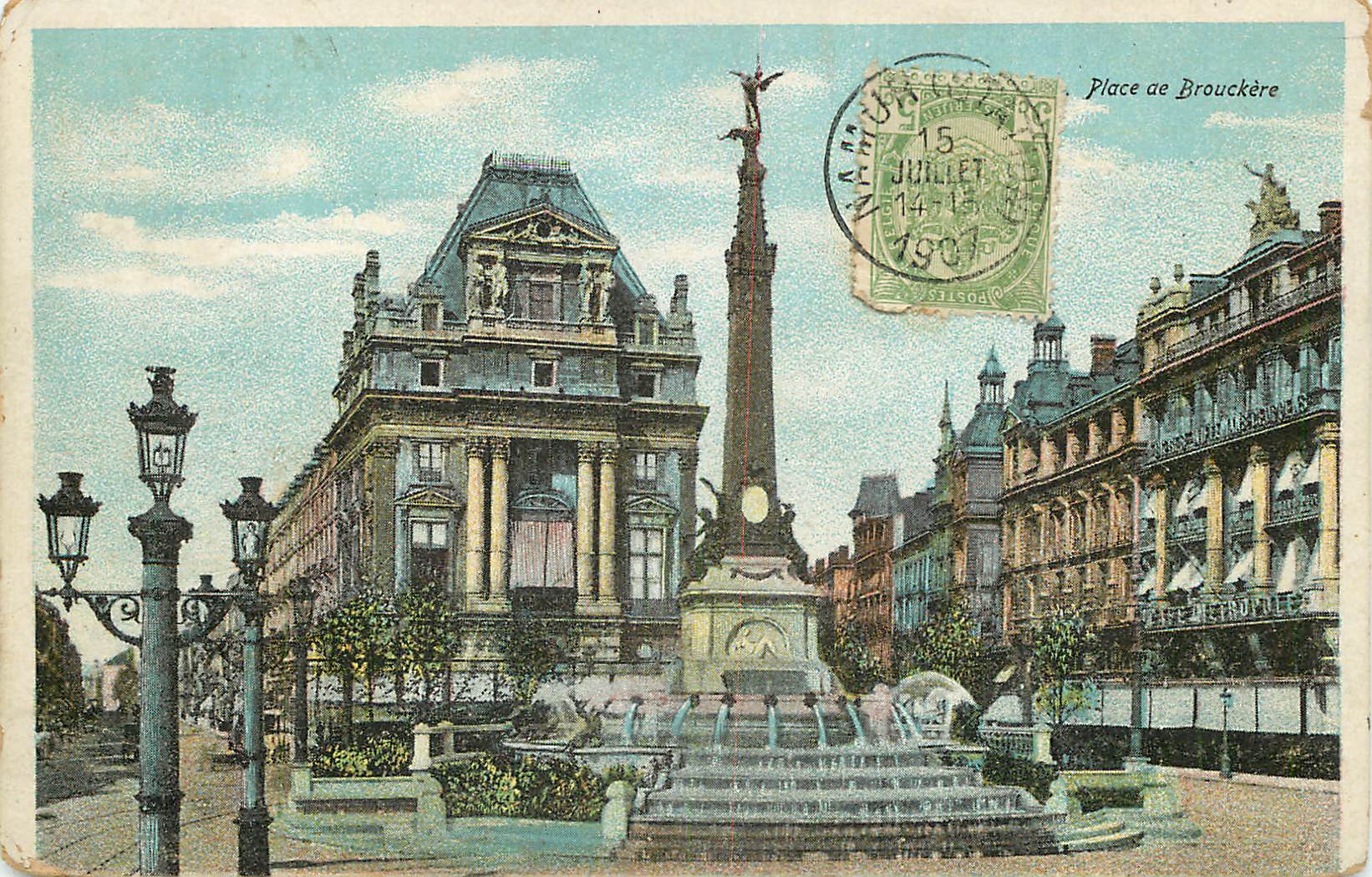 Place de Brouckère — zentrales Denkmal und Rathaus — anonymer Verlag, Seriennummer nicht sichtbar