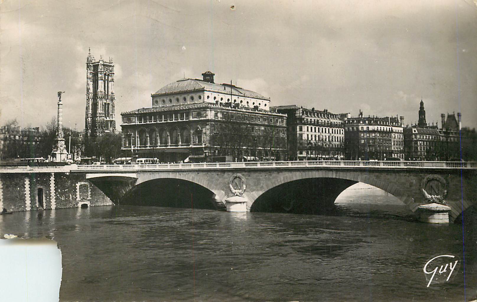 Paris et ses merveilles — Le pont au Change, la place du Châtelet, la tour Saint-Jacques — Éditions GUY, n°3.225