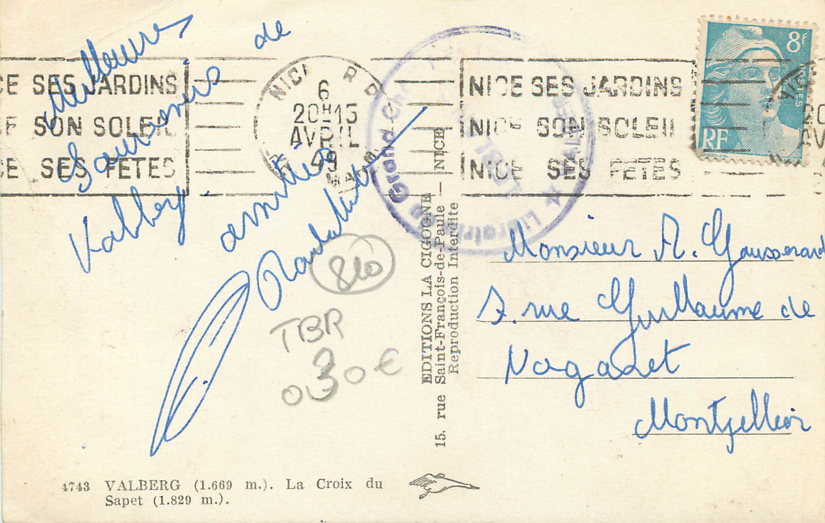 CPM Valberg (1669 m) la croix sapet (1828) Ski — Verso