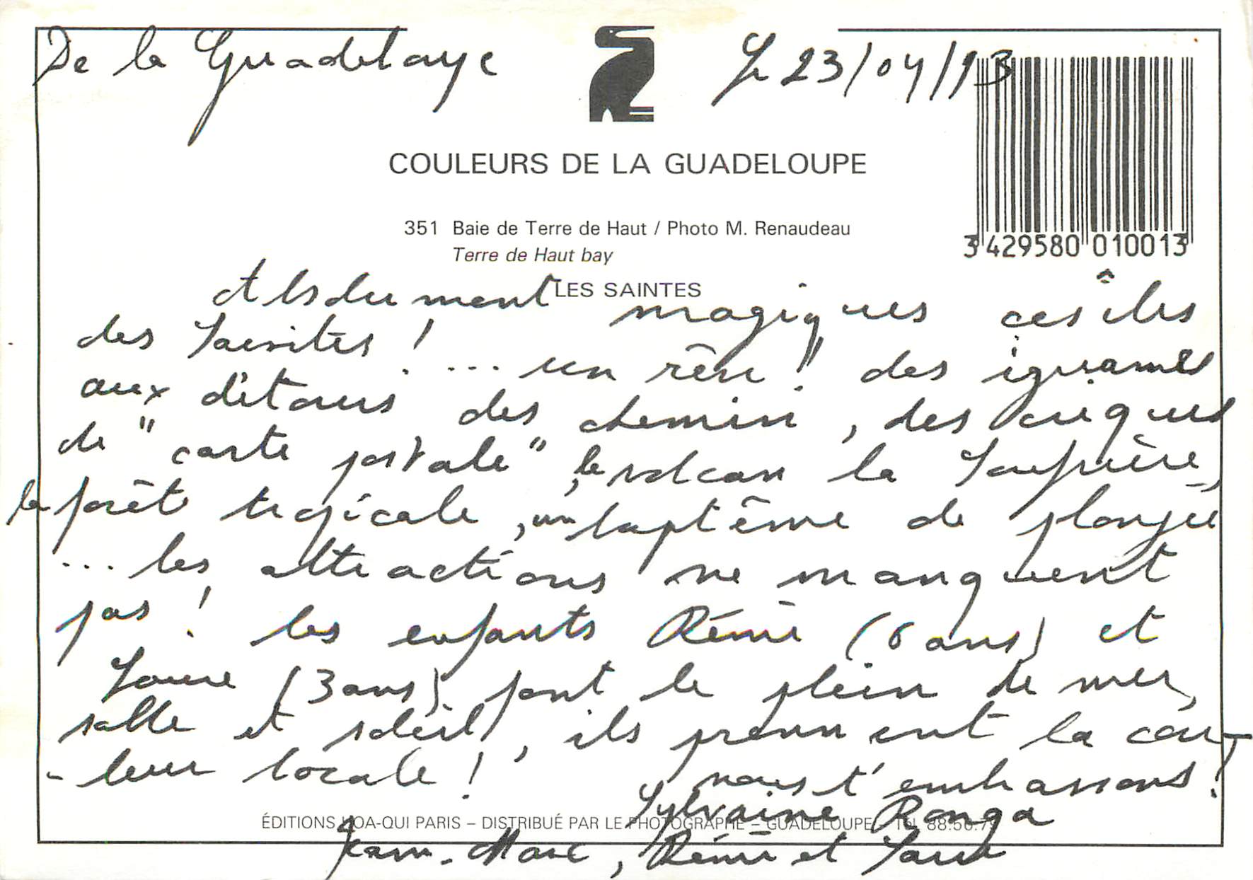 Baie de Terre-de-Haut — Terre-de-Haut bay — Éditions JOA-QUI PARIS, n° 351 — Rückseite