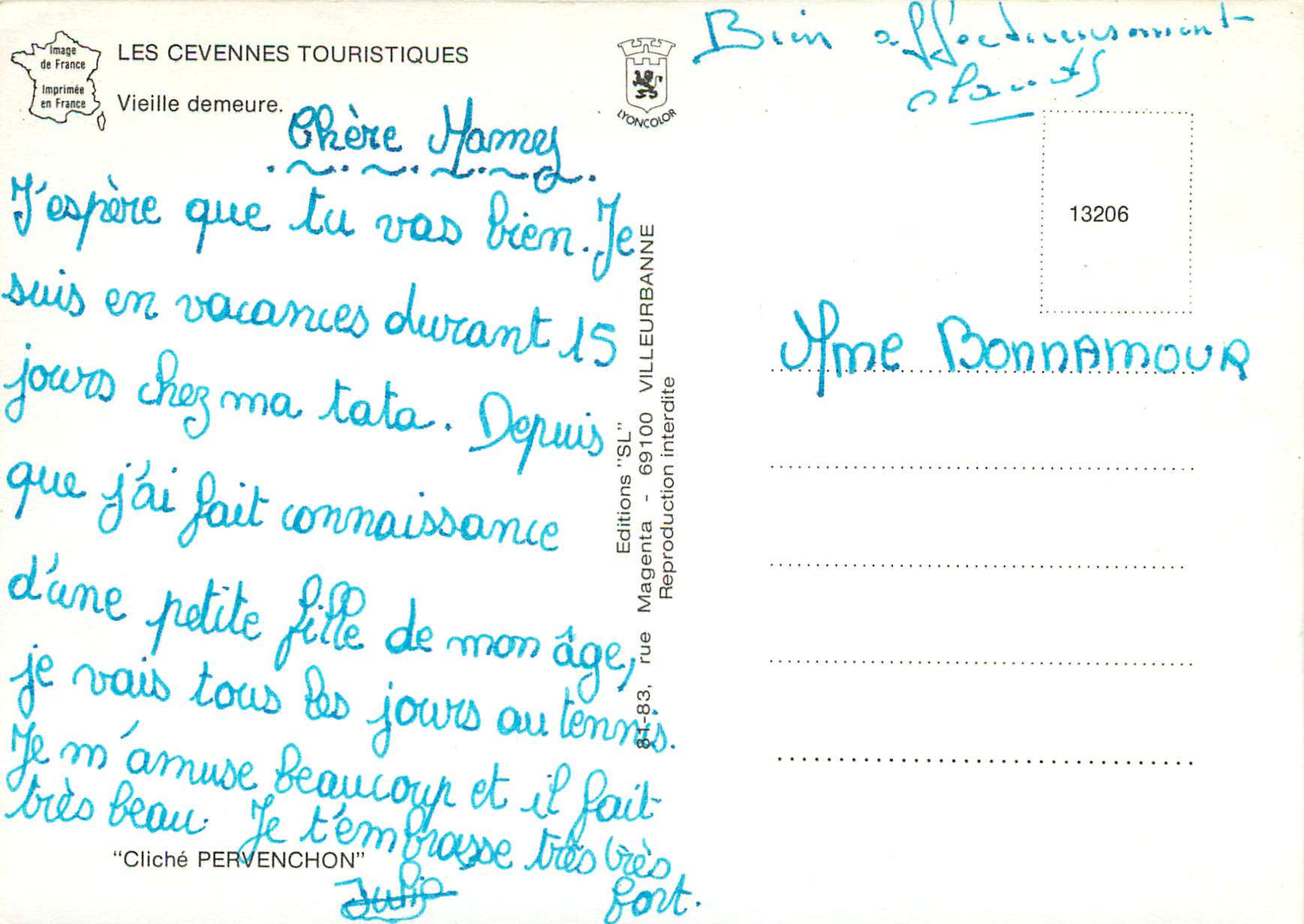 CPM Les cevennes touristiques vieille demeure — Rückseite