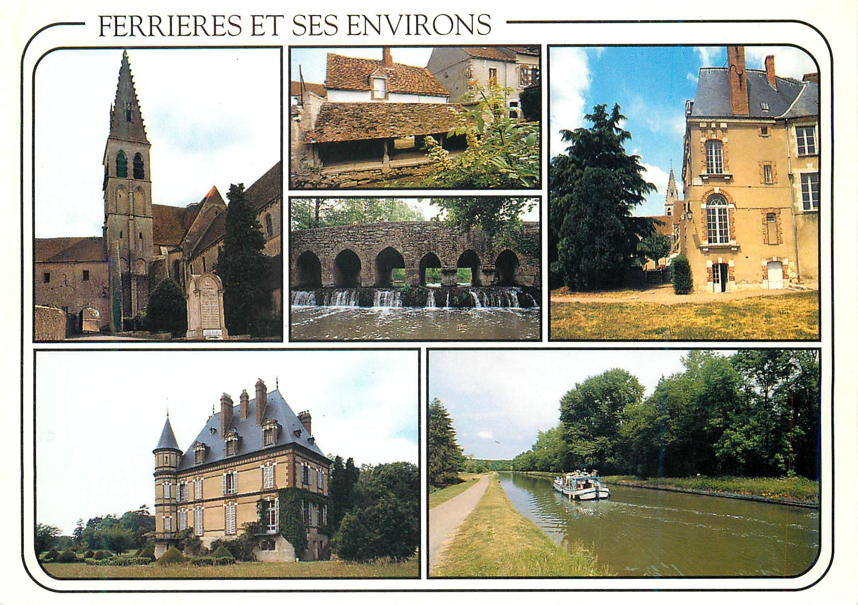 CPM Images de france looiret ferrieres en gatinais eglise saint pierre et saint paul hotel de ville canal du loing le la