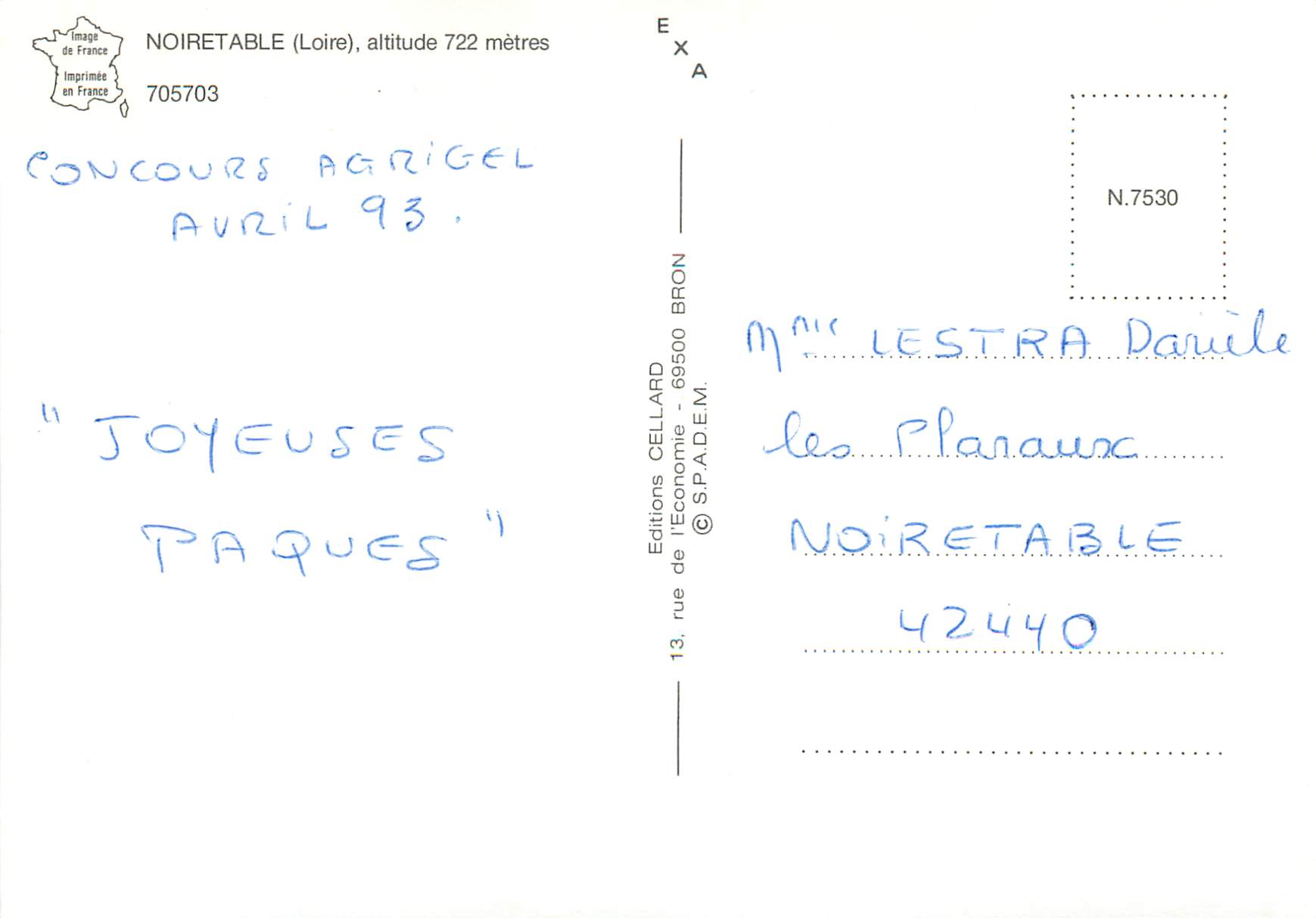 CPM Noiretable (Loire) alt 722 metres Tennis — Rückseite