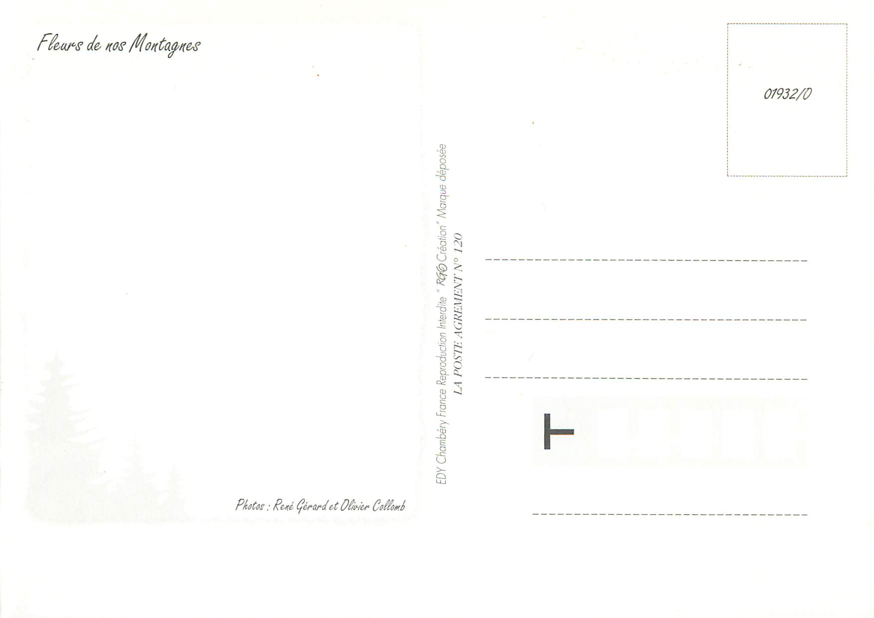 CPM Fleurs de nos montagnes — Verso