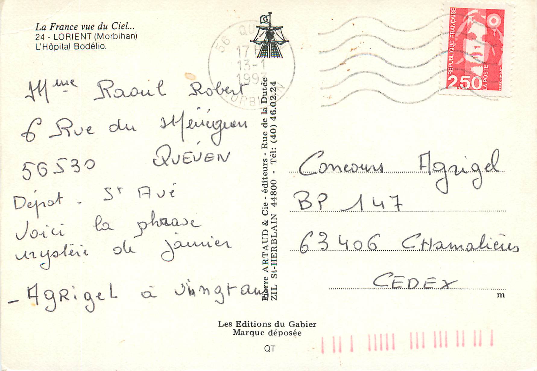 Krankenhaus Bodélio — Lorient (Morbihan) — Éditions du Gabier — Rückseite