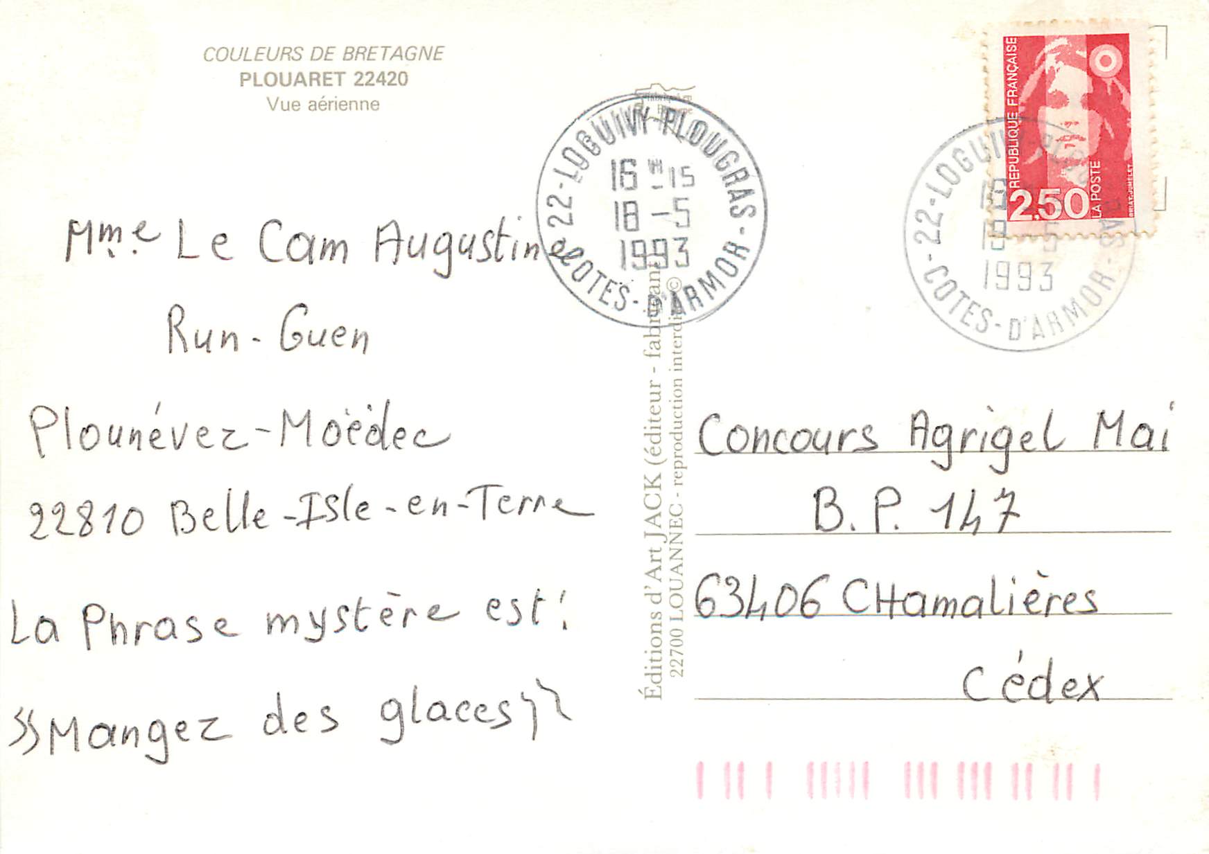 CPM Couleurs de bretagne plouaret vue aerienne — Rückseite