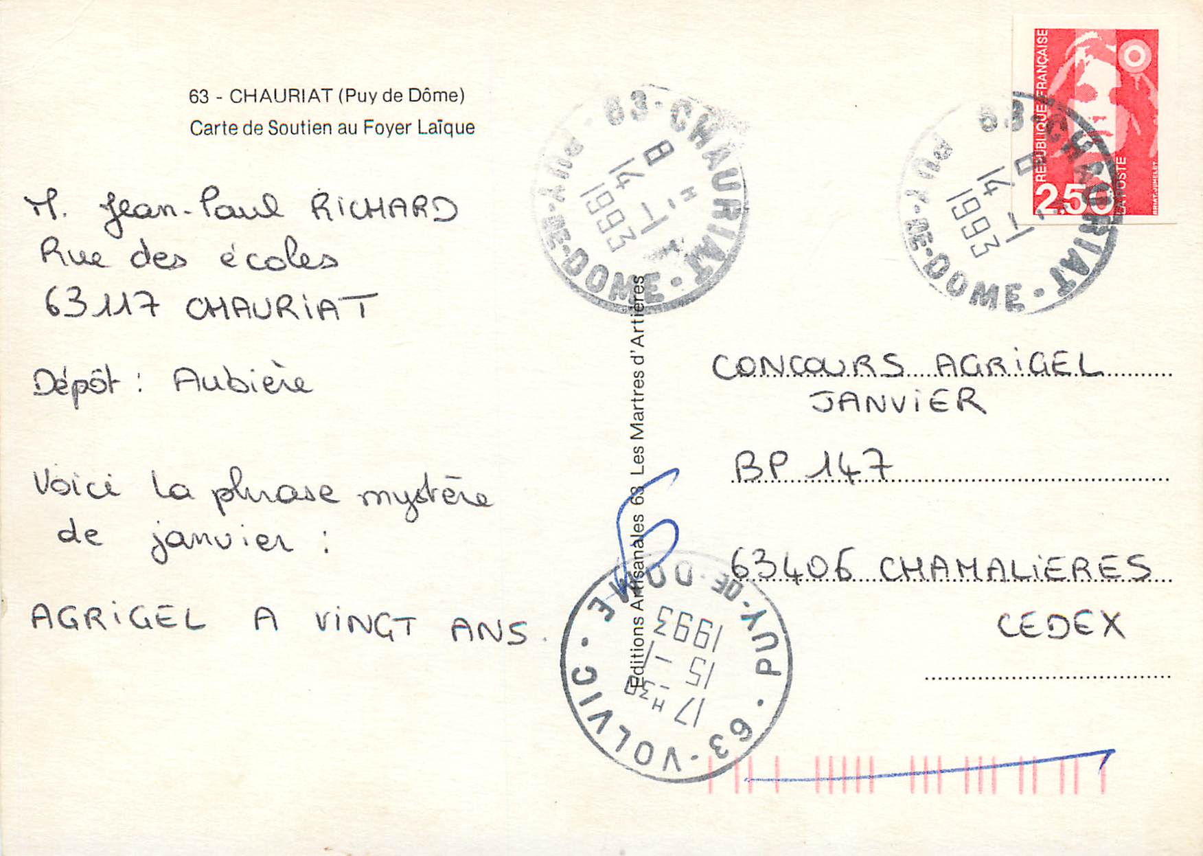 Chaumiat (Puy de Dôme) — vue panoramique avec champs de colza — Éditions Agrigel — Reverso