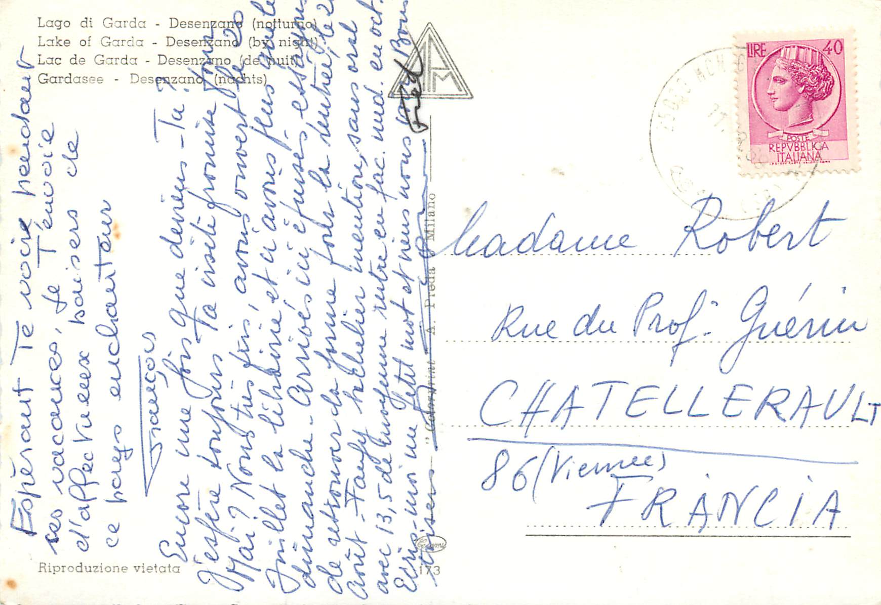 CPM Lac de garda desenzuno (de nuit) — Rückseite