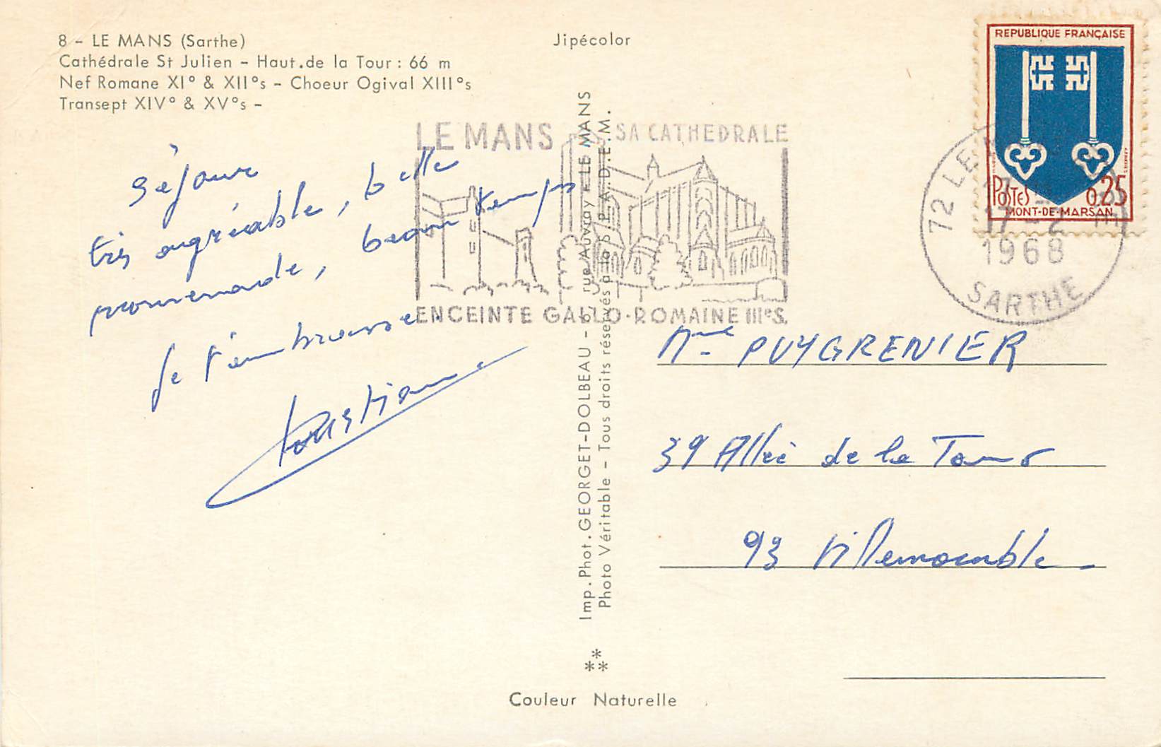 CPM Les mans (sarthe) cathedrale st julien haut de la tour 66 m nef romane XIe XII choeur ogival XIII transept XIVe XVe — Rückseite