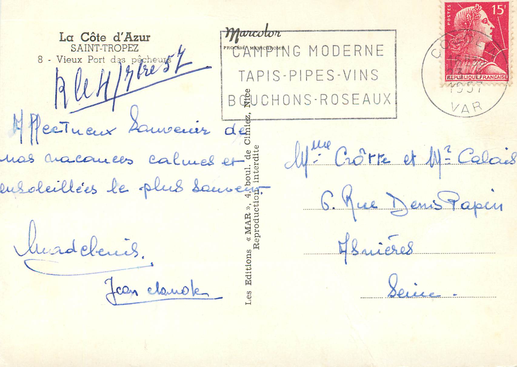 Saint-Tropez — Alter Hafen der Fischer — Les Editions « MAR » — Rückseite