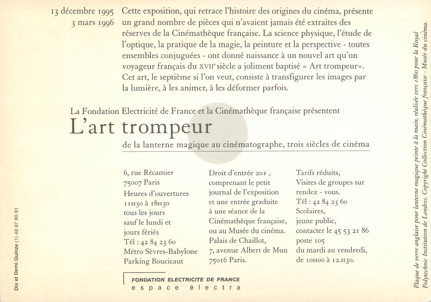 CPM L'art trompeur Rue Recamier Paris — Rückseite