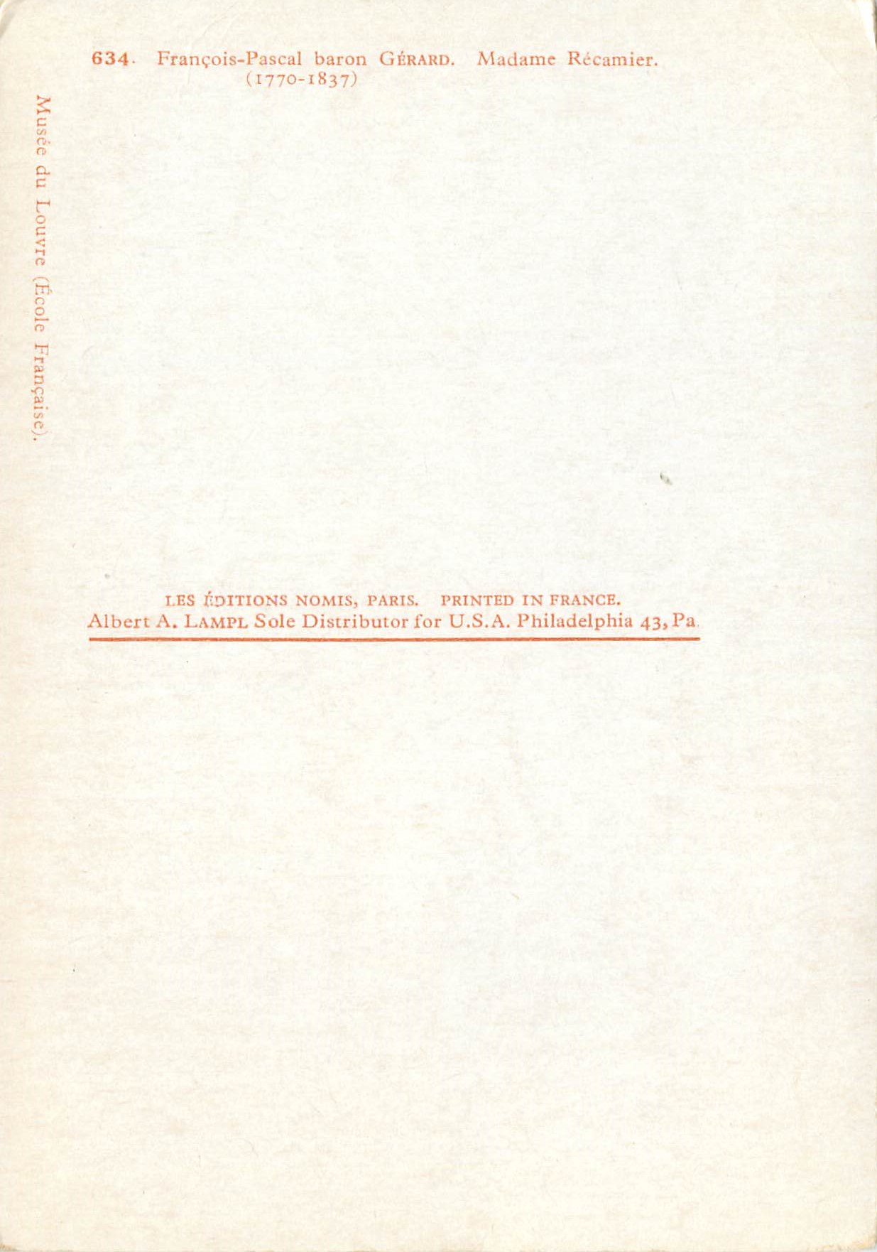 CPM Francois pascal gerard madame recamier (1770 1873) — Rückseite