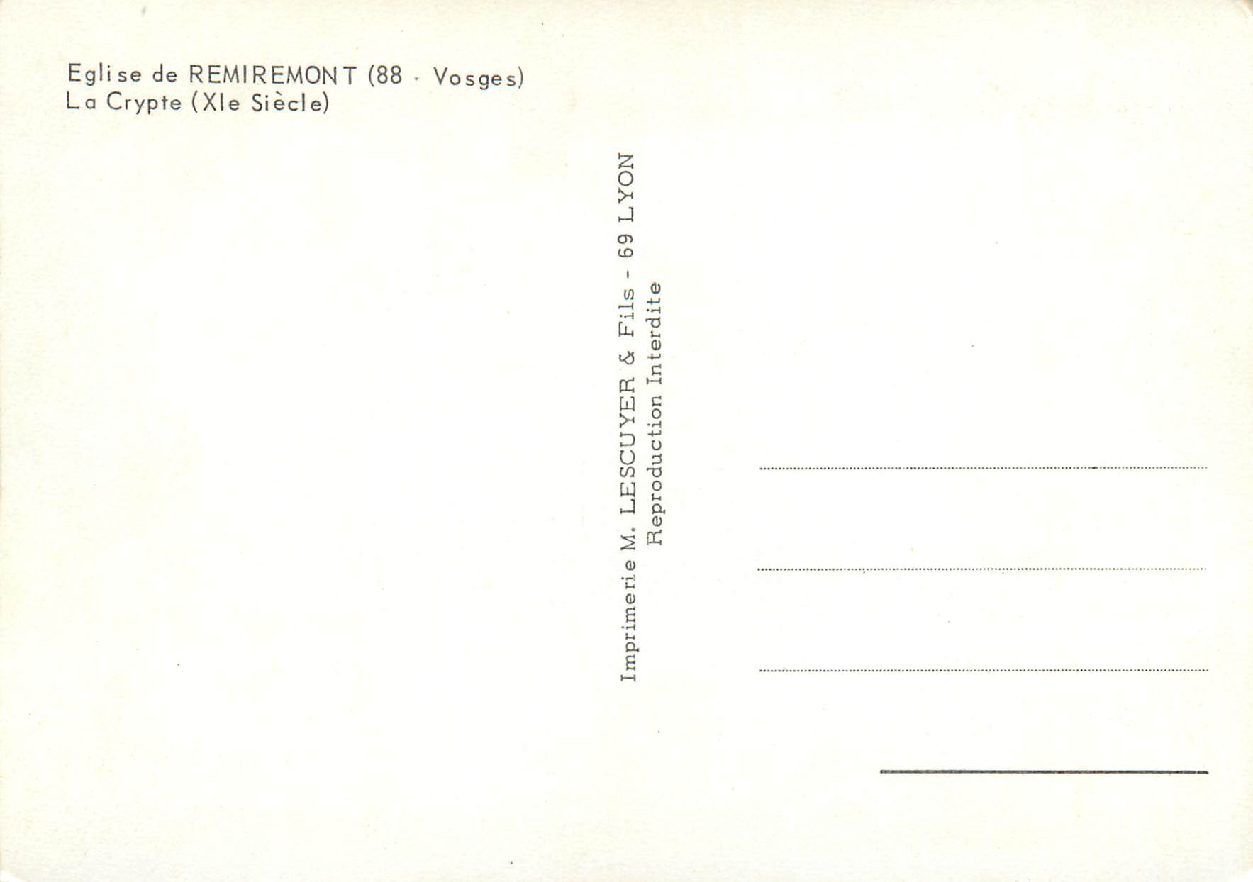 CPM Eglise de Remiremont (Vosges) la crypte (XIe s) — Rückseite