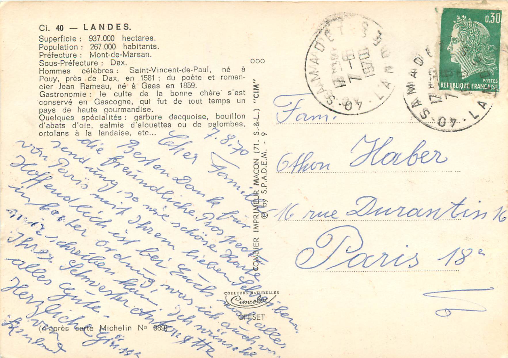 CPM Landes sup 937000 hect popu 267 000 habitants prefecture mont de marsan sous prefecture dax — Back