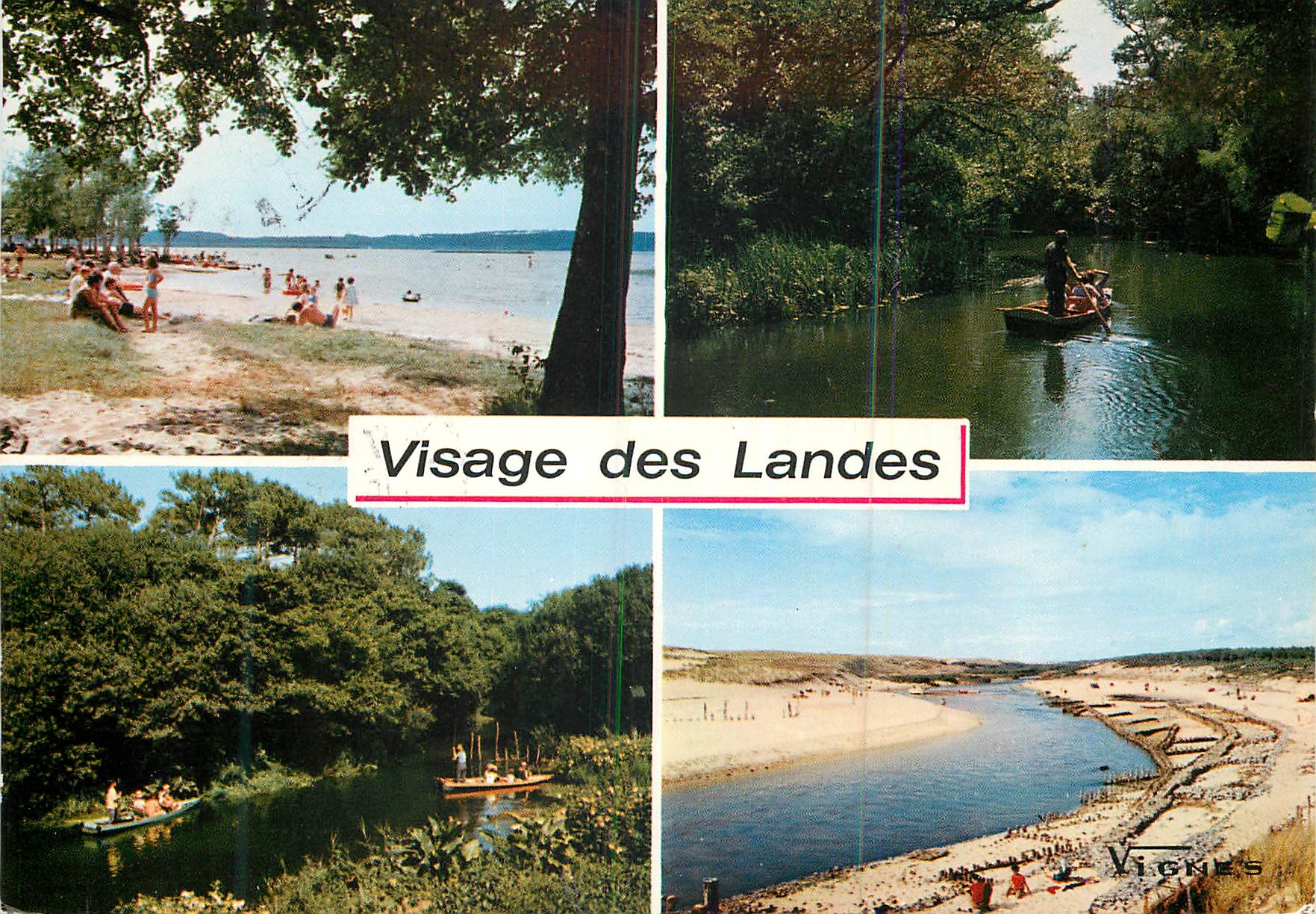 CPM Visage des landes de l'etang de leon a moliets an descendant le courant d'hughet