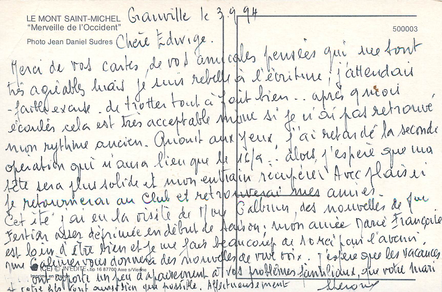 CPM Le mont saint michel merveille de l'occident — Verso