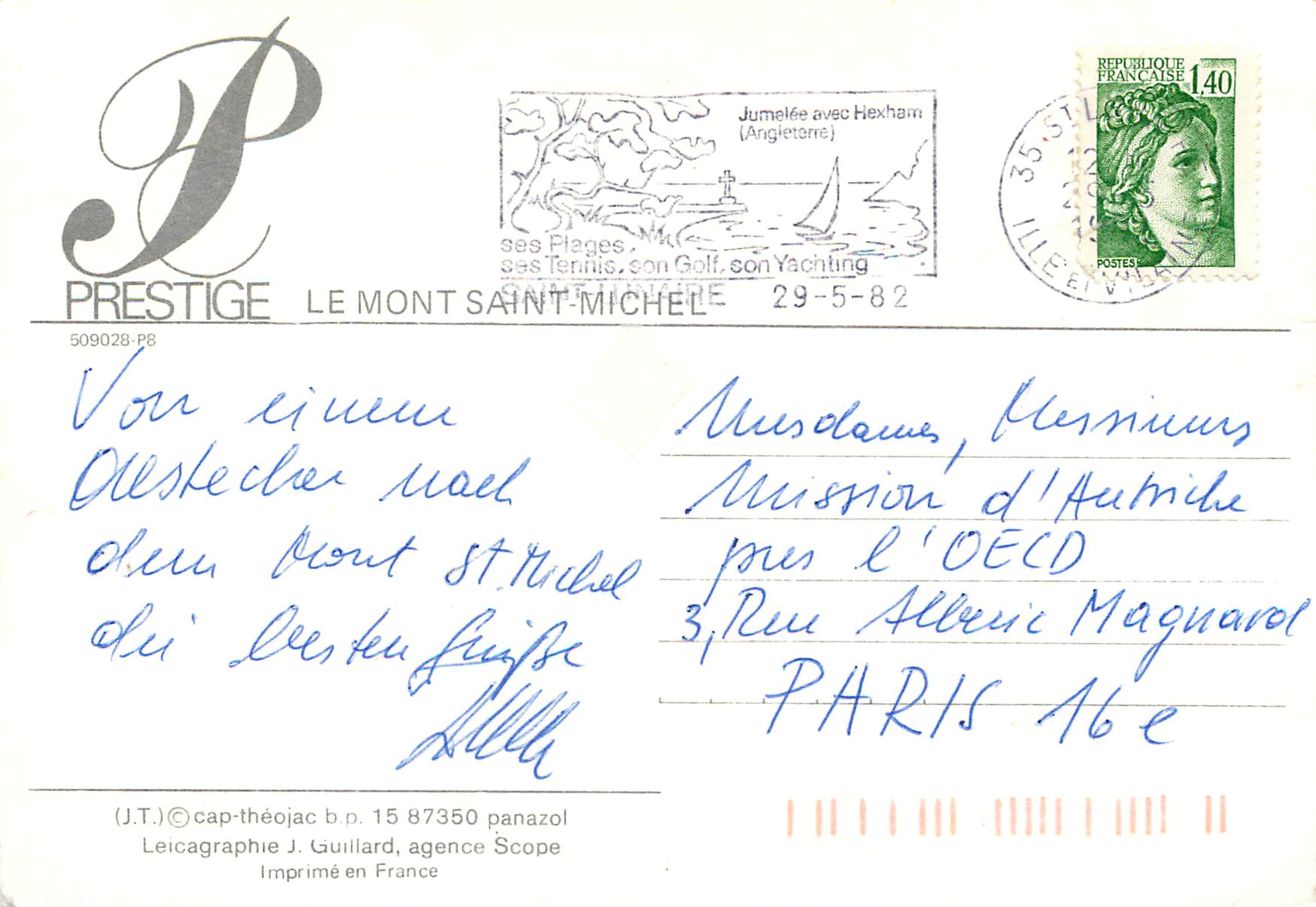 CPM Le Mont saint Michel prestige — Verso