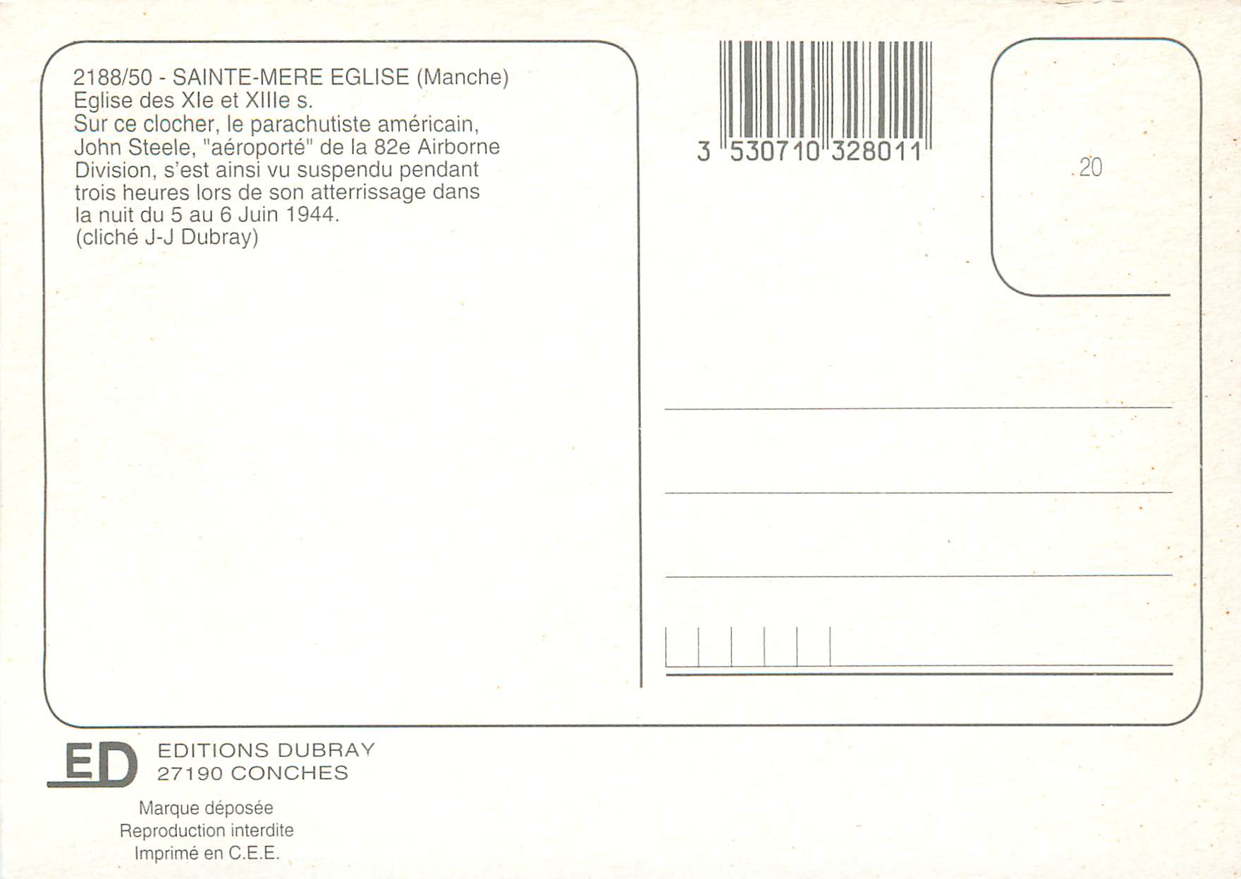 Ste-Mère-Église — Église — Éditions Dubray, n°2188/50 — Reverso