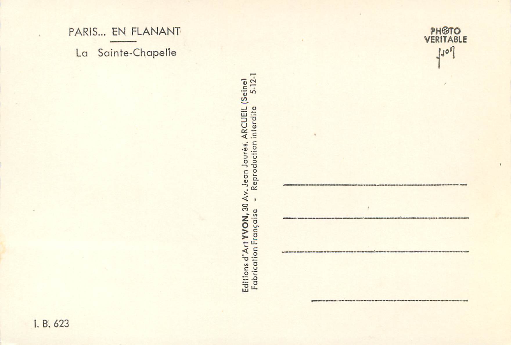 CPM Paris en flanant la sainte chapelle — Rückseite