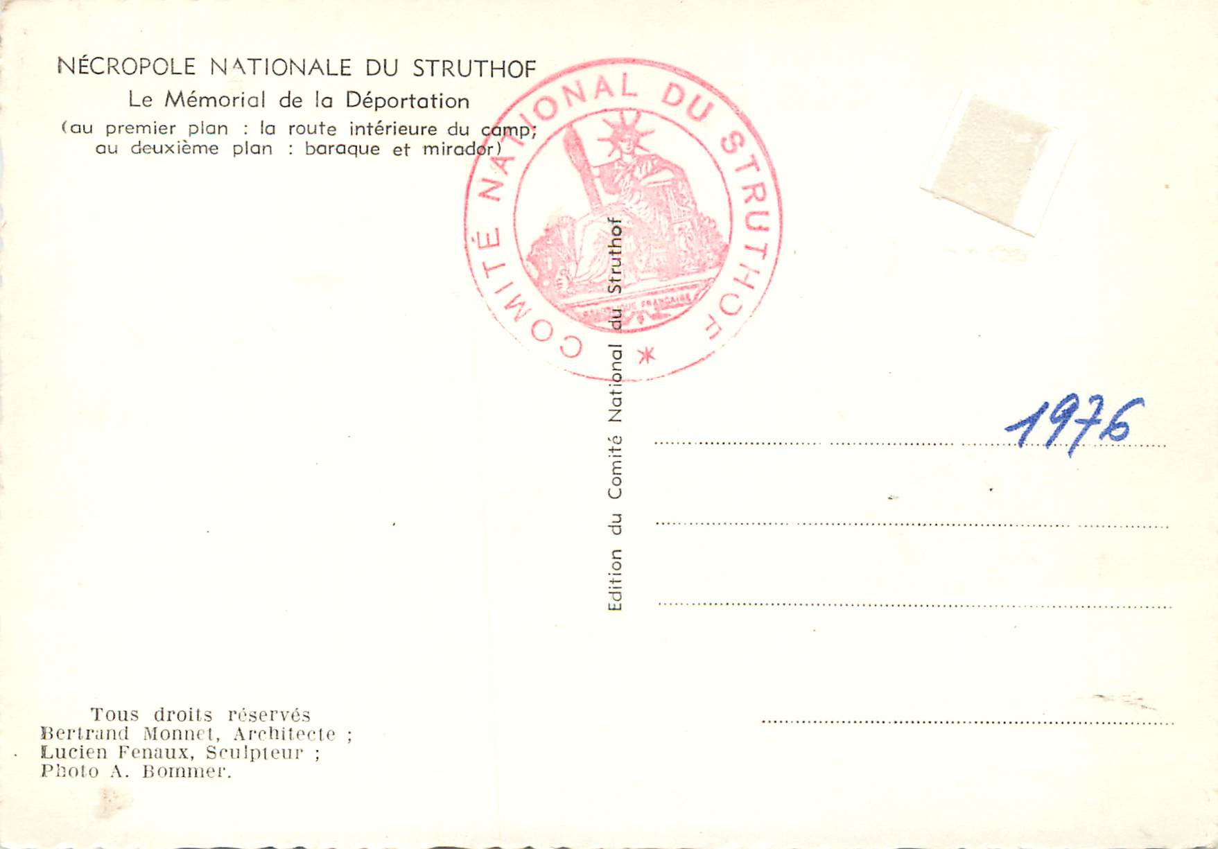 Nationale Necropolis von Struthof — Gedenkstätte der Deportation — Ausgabe 1976 — Rückseite