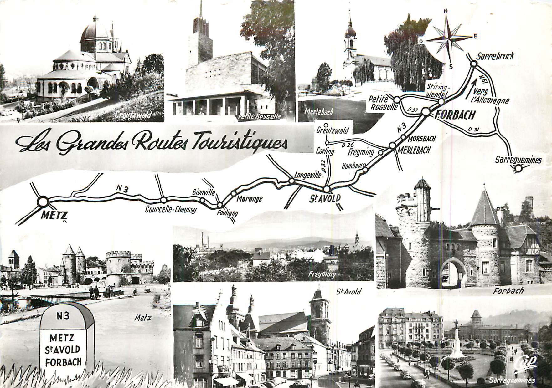 CPM Les Grandes routes touristiques Forbach 