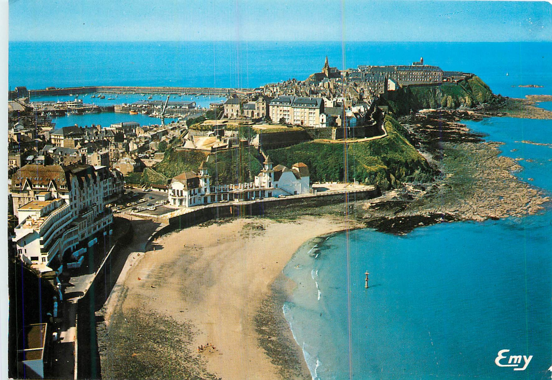 CPM Granville (Manche) Vue generale aerienne La Plat Goussel la plage