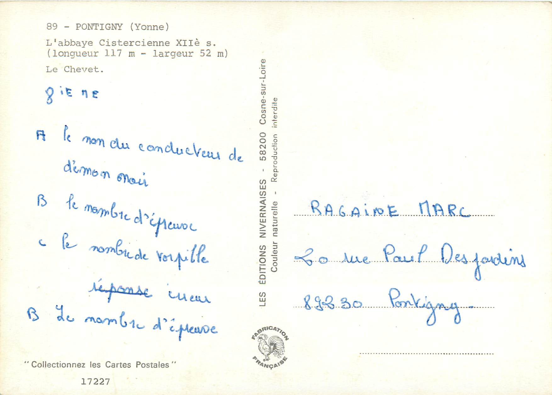 CPM Pontigny (Yonne) L'abbaye Cistercienne XIIe S Le Chevet — Back