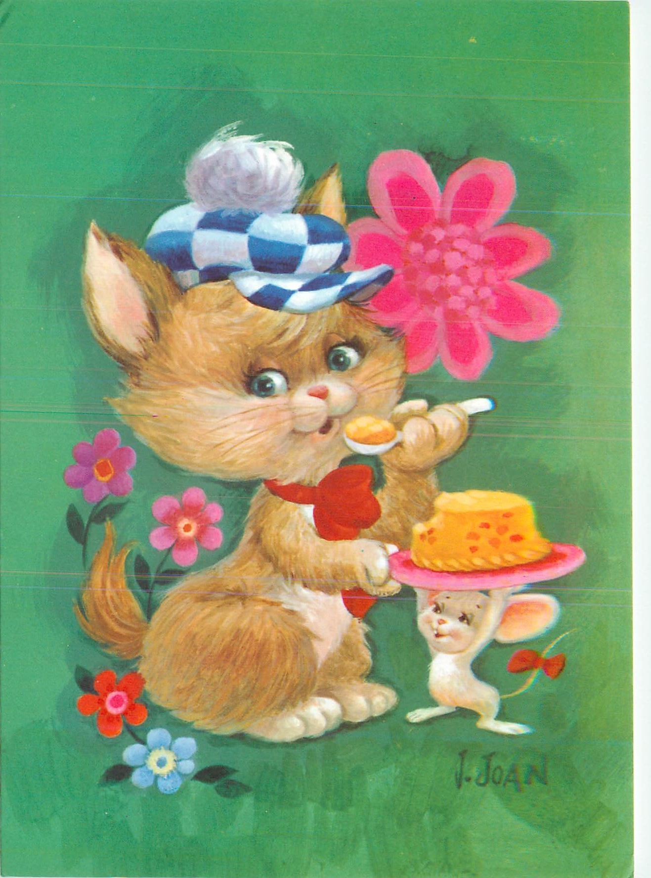 CPM Chat Souris Fromage