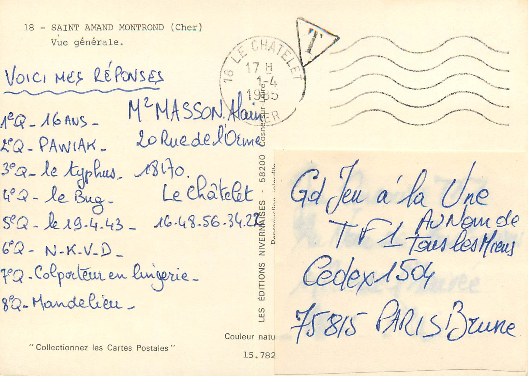 CPM Saint Amand Montrond (Cher) Vue generale — Verso