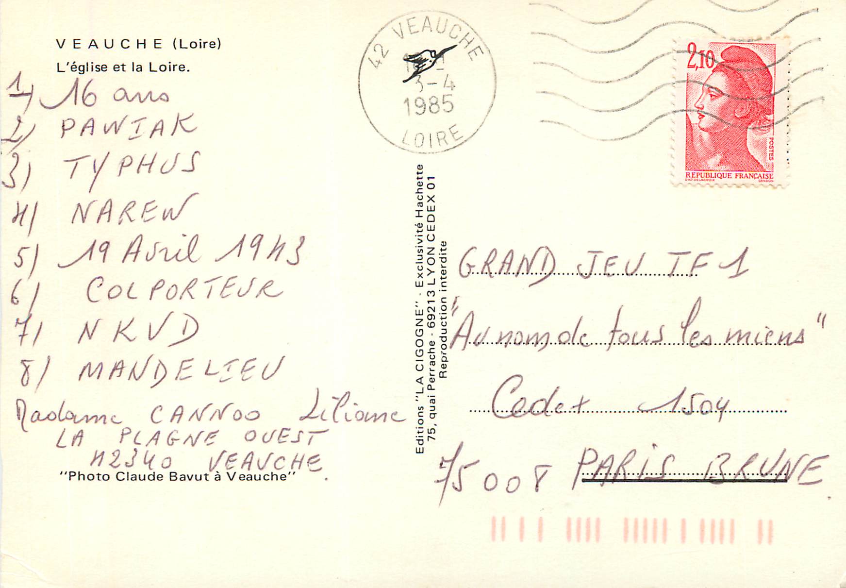 CPM Veauche (Loire) L'eglise et la Loire — Back