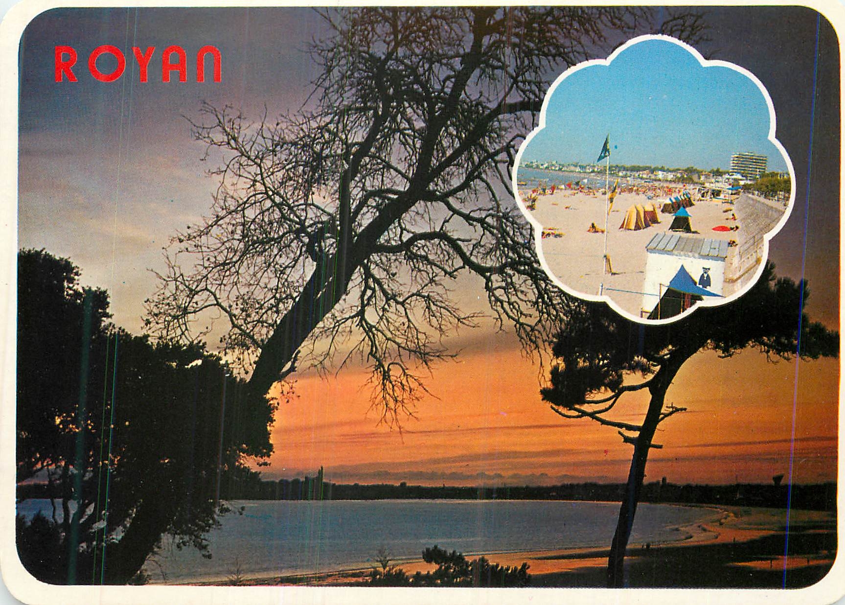 CPM Royan (Charente Maritime) Coucher de soleil sur la grande Conche La plage de Vallieres