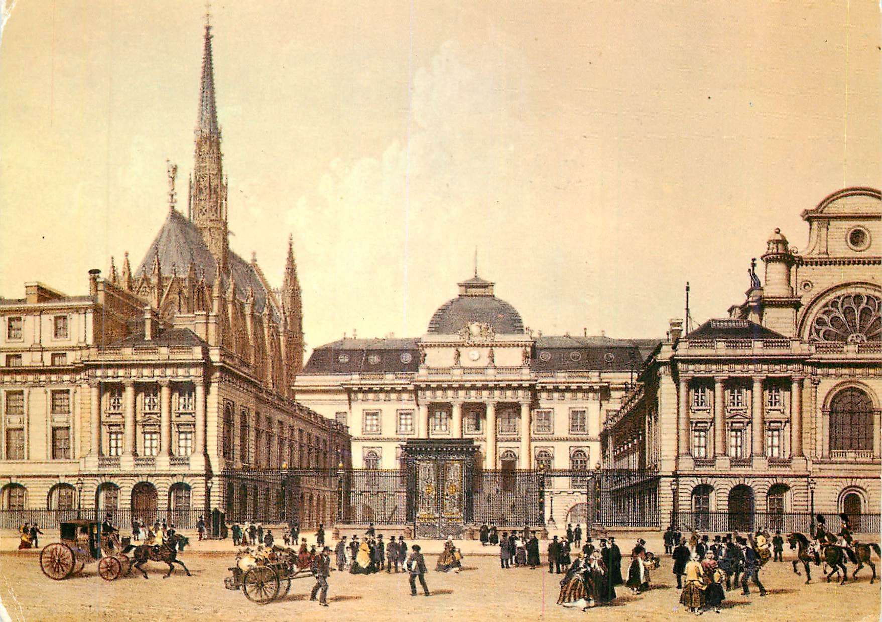 CPM Paris du temps jadis Le Palais de Justice et Sainte Chapelle