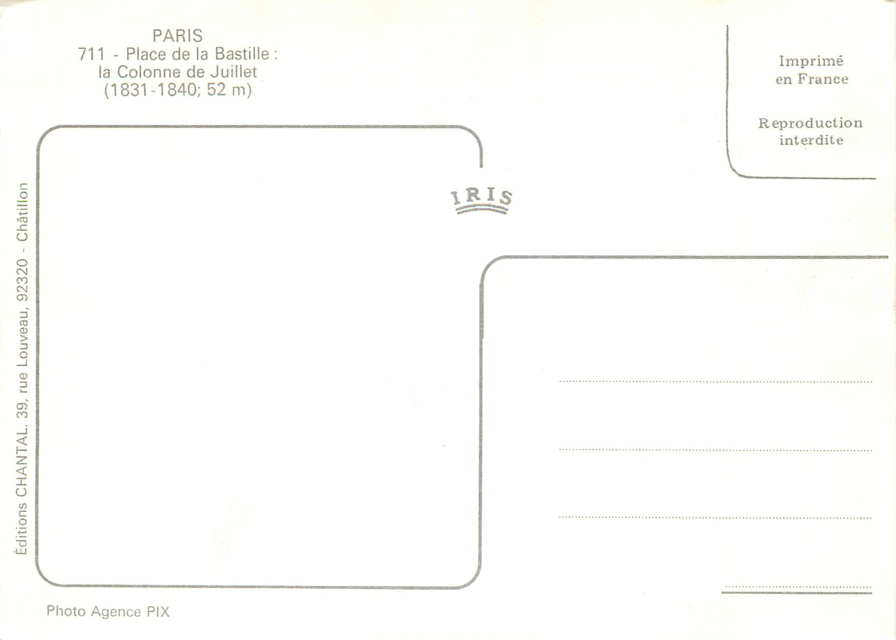 Paris — La Bastille — Colonne de Juillet — Éditions IRIS — Reverso