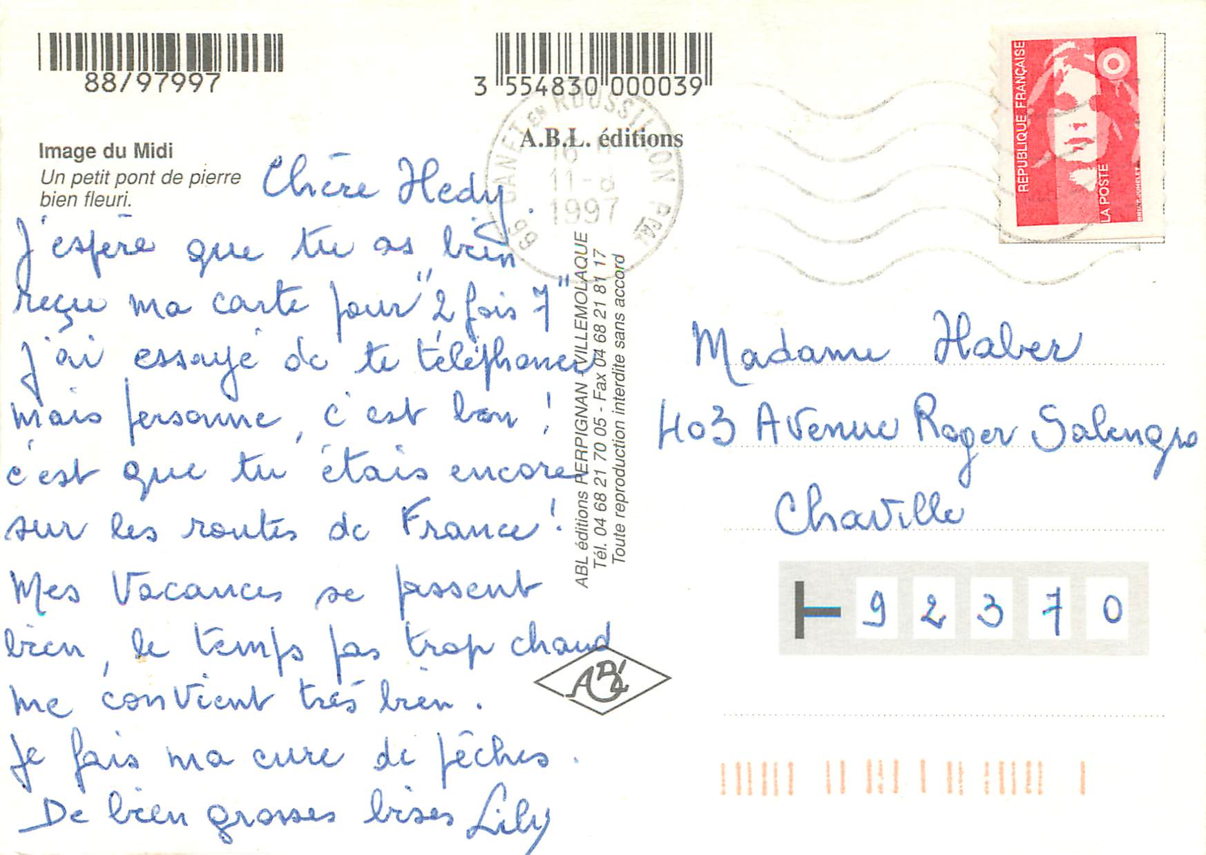CPM Image du Midi Un petit pont de pierre bien fleuri — Rückseite
