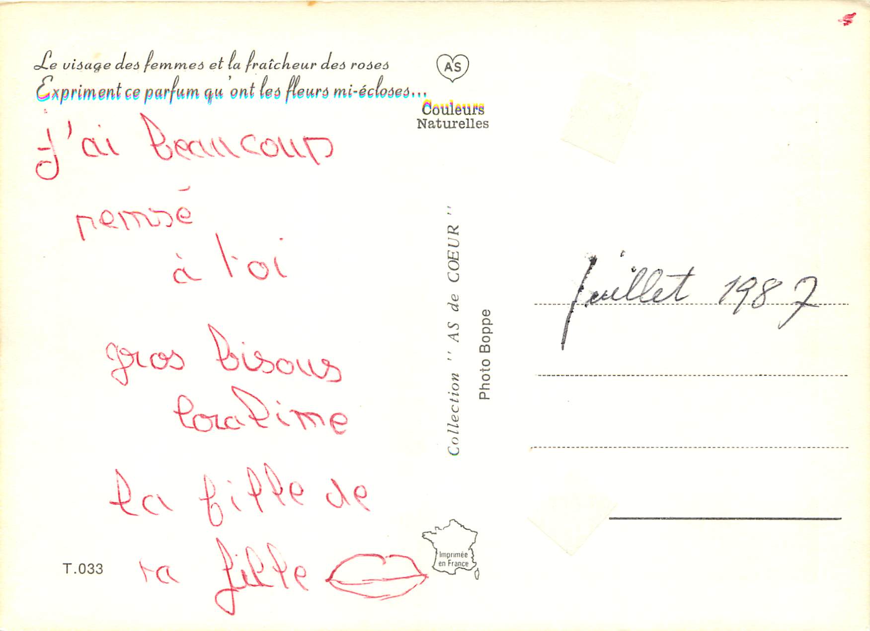 Femme et roses mi-écloses — AS de COEUR, Collection T.033 — Reverso