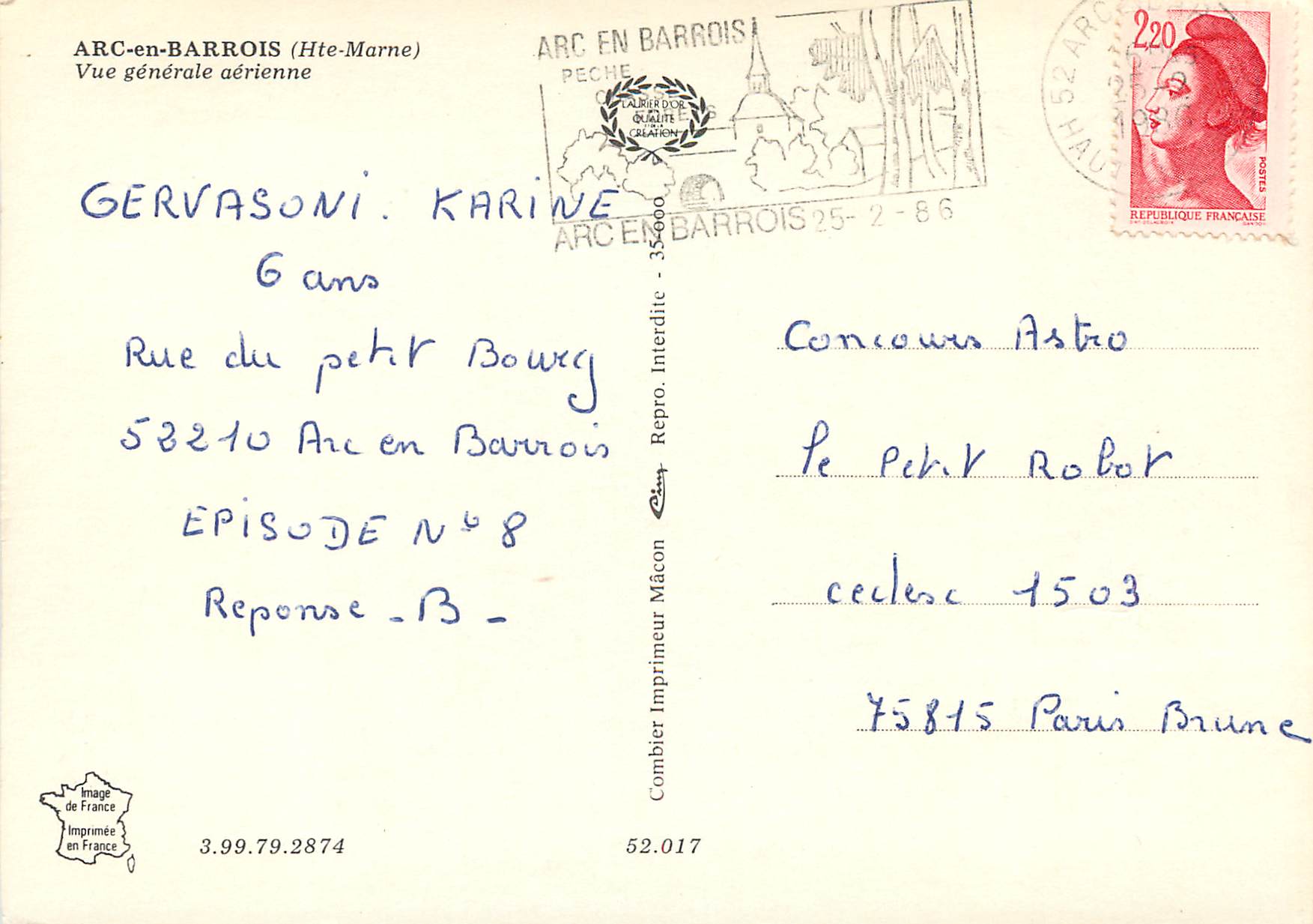 CPM Arc-en-Barrois (Hte Marne) Vue generale aerienne — Rückseite