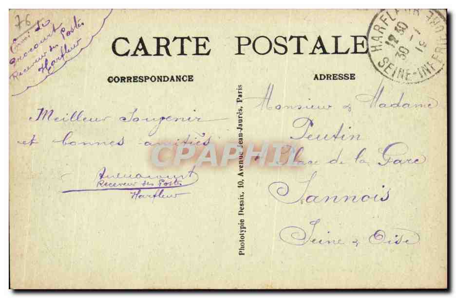 Environs d Harfleur Gonfreville l orcher CPA Vue generale — Rückseite