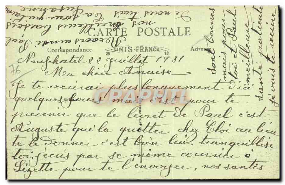 Neufchatel-en-Bray- La Caisse d'Espargne- Horlage- Cheval--CPA — Rückseite