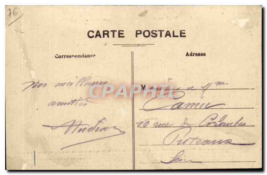 Neufchatel-en-Bray- Marquis Chien garde-barriere-train- trompette-CPA — Rückseite