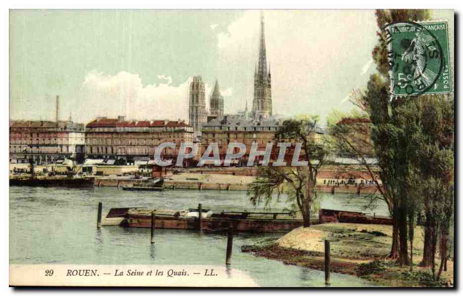 Rouen- La Seine et les Quais- bateau -CPA